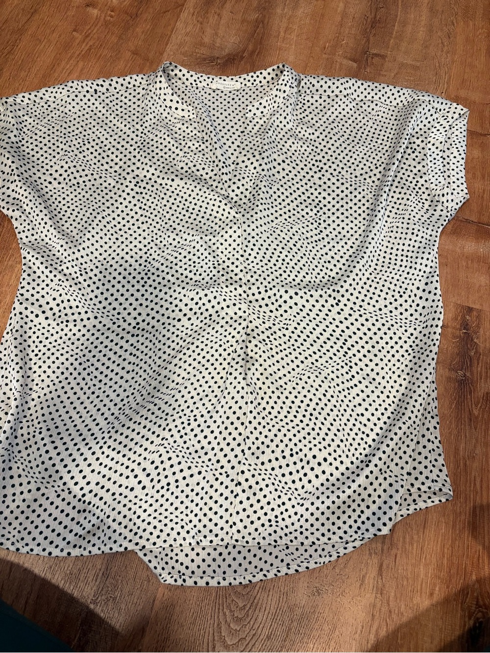 lovestitch White Short Sleeve Polka Dot Blouse